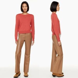 Aritzia Wilfred Gilda 100% Merino Wool Sweater Puff Sleeve Crew Rose Red Medium